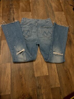 MOTHER Light Blue Jeans with Distressed Knees